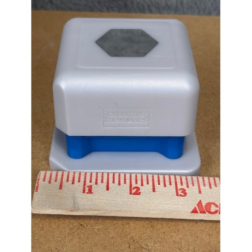 Creative Memories Hexagon Paper Punch Blue Gray Manual Craft Scrapbooking Tool
